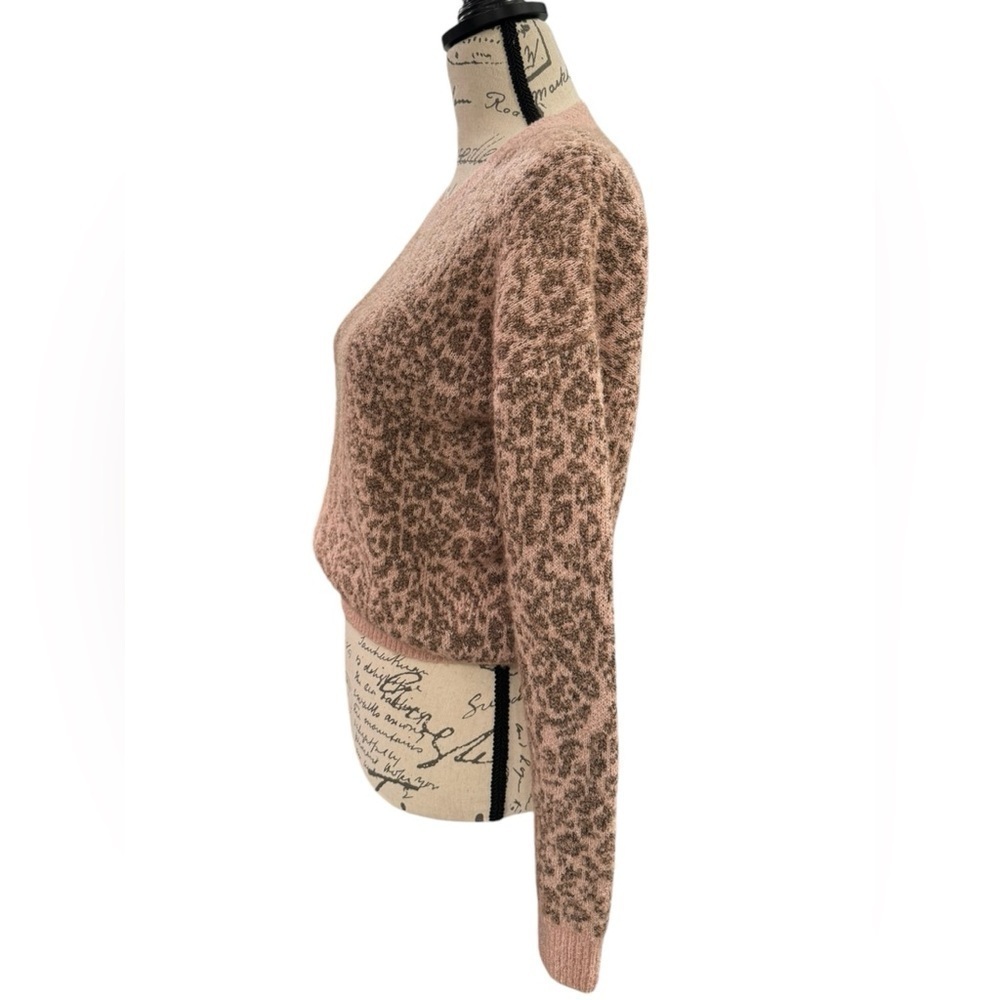 Madewell Merino Wool Sweater Leopard Print Crew Neck Pullover Womens XS - Picture 4 of 11